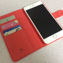 【iPhone 6 Plus】カードが3枚入る革製手帳型ケースを買ってみた。横置きスタンド機能も便利！
