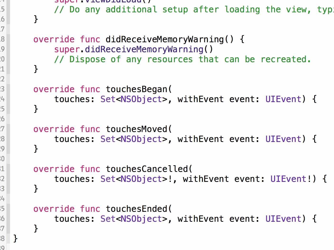 Swift 1.2でtouchesBeganメソッドのNSSetがSetへ変更されました